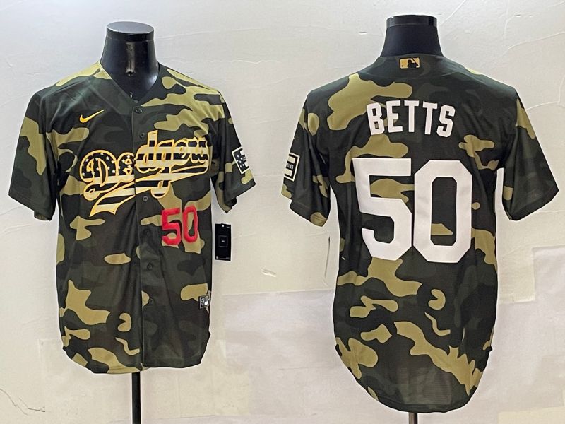Men Los Angeles Dodgers 50 Betts Camo Joint Name 2025 Nike MLB Jersey style 9